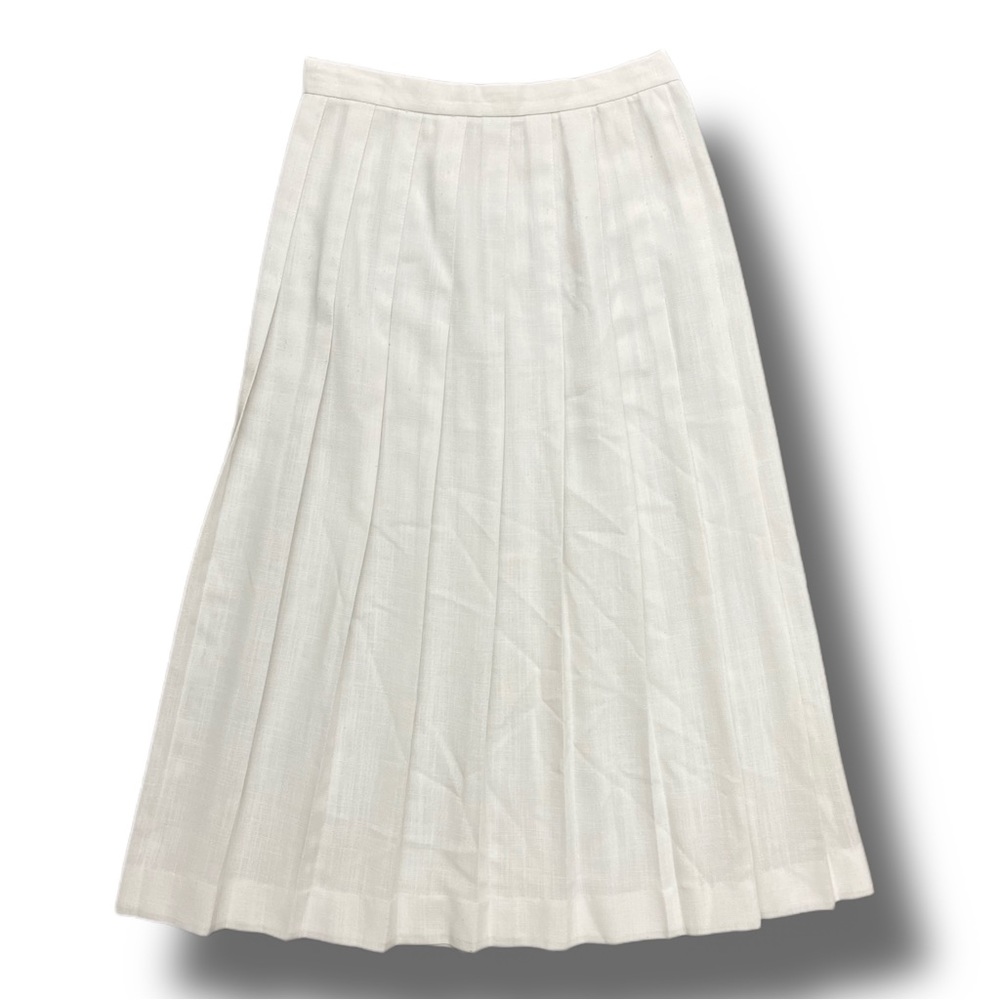 80s 90s Vintage Union Made Michele White Pleated Maxi Skirt